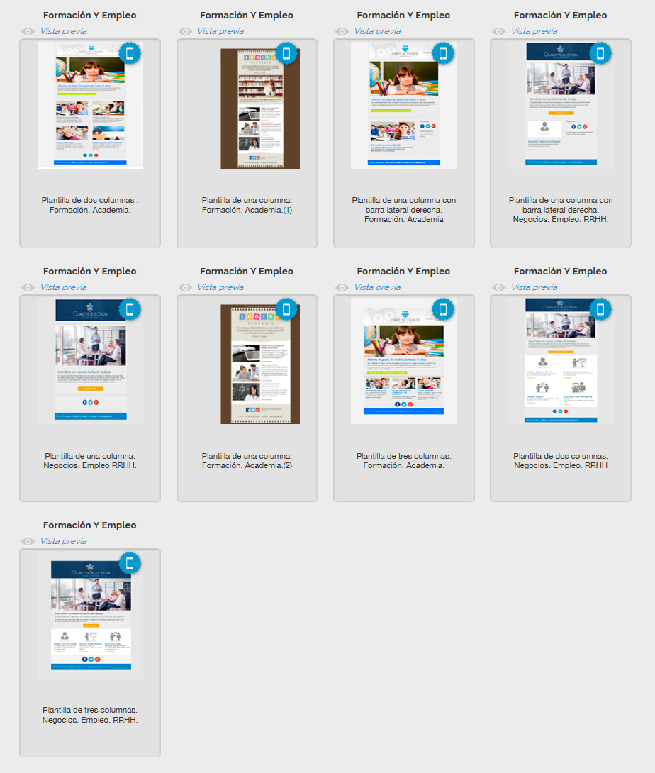 Templates de email sobre formación de MDirector