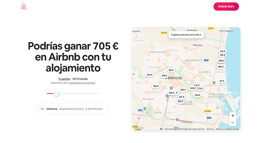  landing page de Airbnb 