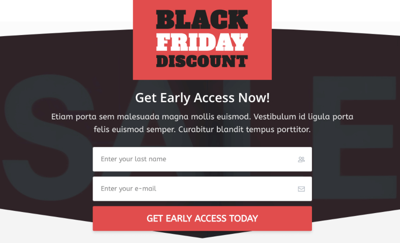 Landing page per l'acquisizione di abbonati durante il Black Friday