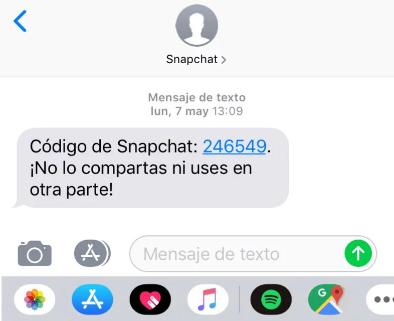 código verificación snapchat