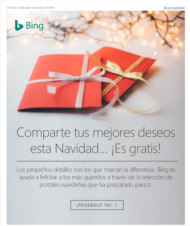 Ejemplo campaña de email marketing en Navidad