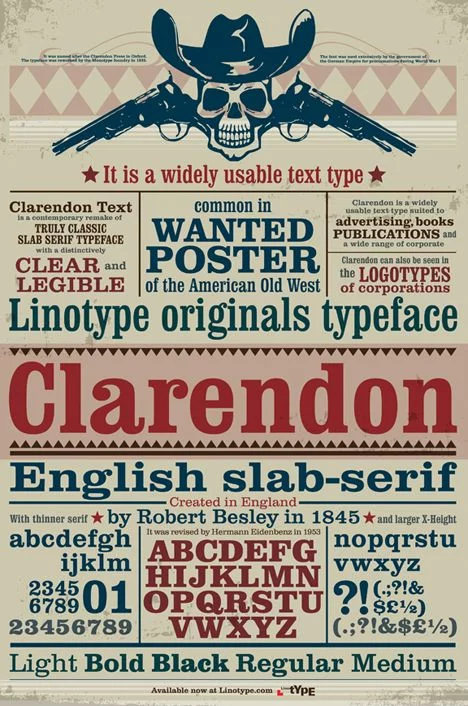 25 most used typefaces in advertising: Clarendon