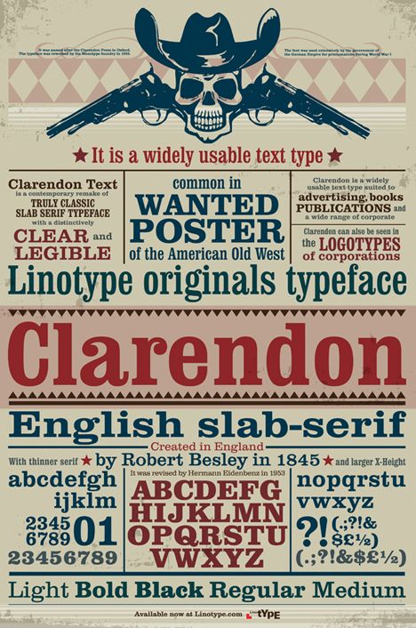 Caratteri tipografici pipù utilizzati in pubblicità: Clarendon