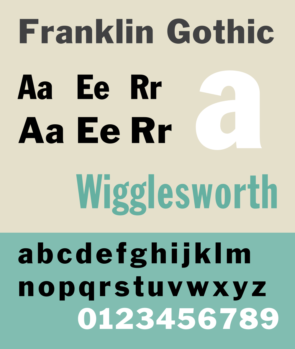 Caratteri tipografici pipù utilizzati in pubblicità: Franklin Gothic