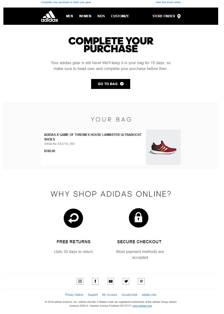 Adidas email marketing