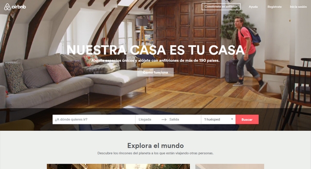 Landing page Airbnb