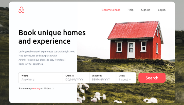 Landing page Airbnb