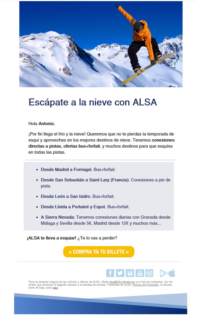 newsletter con redes sociales