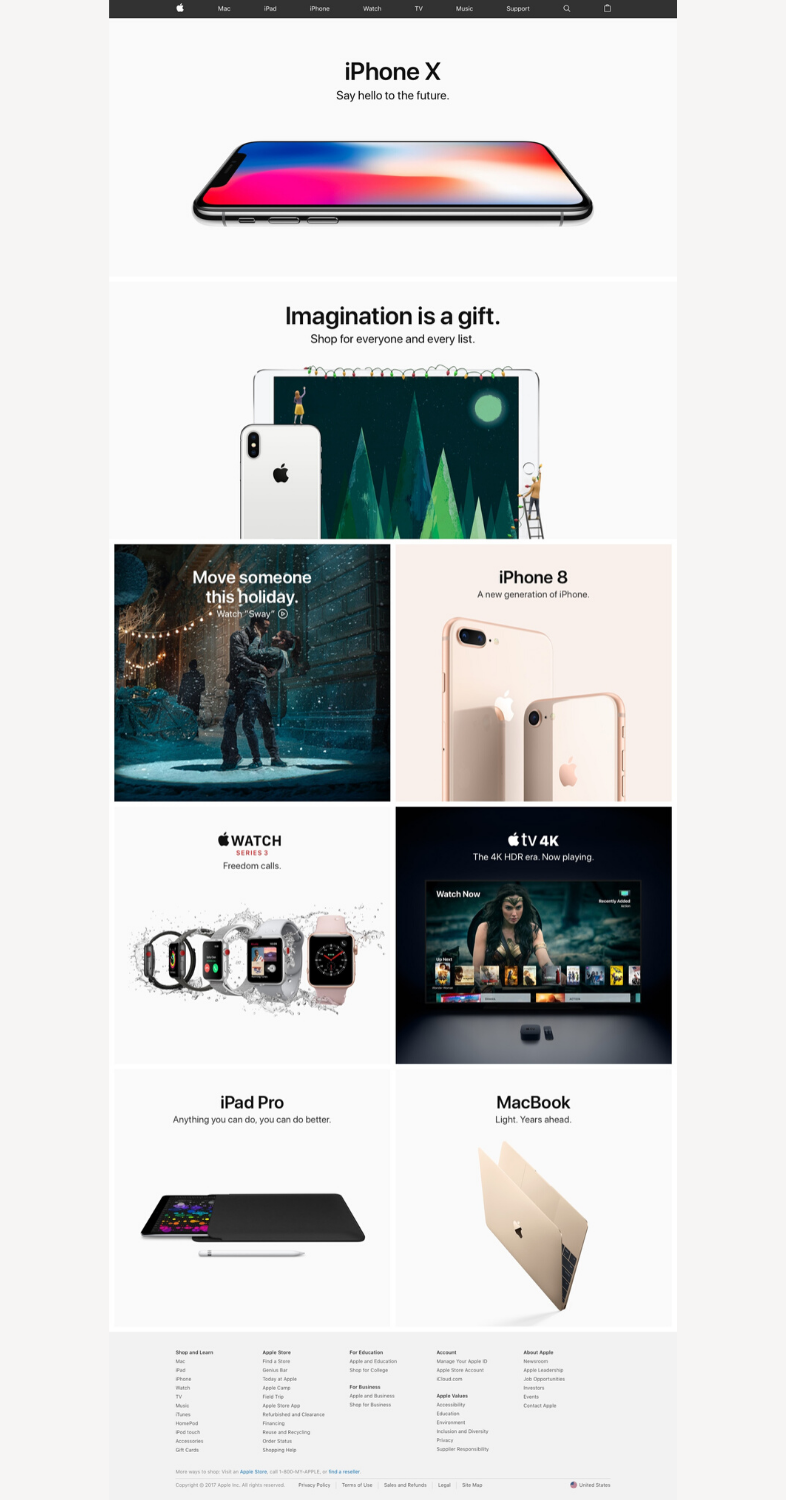 Apple landing page