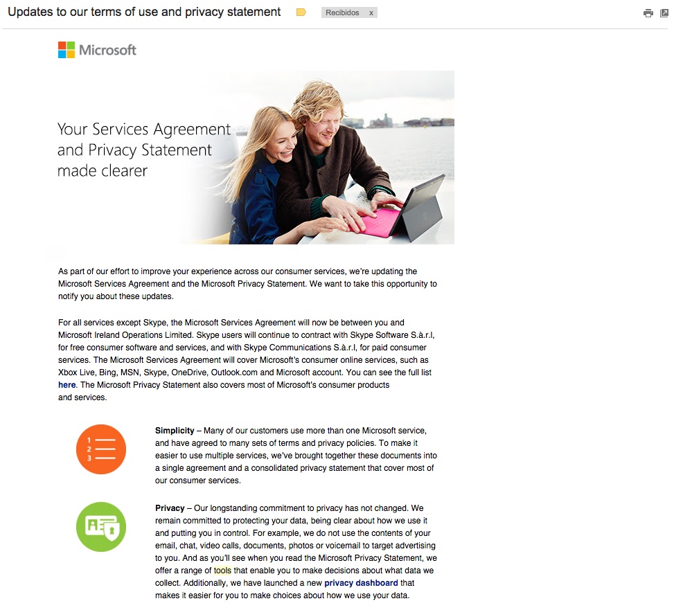 asuntos para aumentar las aperturas de emails . Microsoft