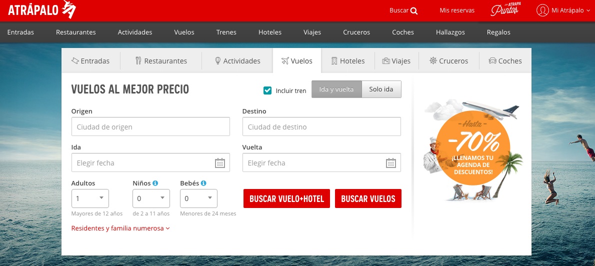 las mejores webs de viajes: atrápalo