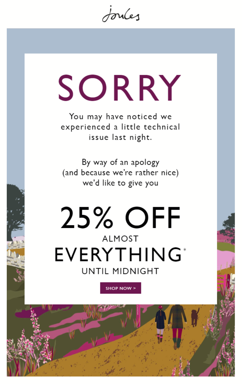 Attiva le email di scuse per l'e-commerce
