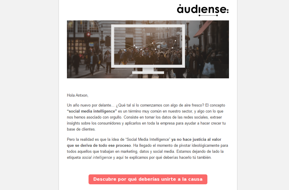 emails personalizados. Audiense