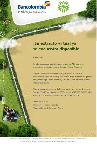 empresas de Colombia que lo están haciendo bien en email marketing: Bancolombia
