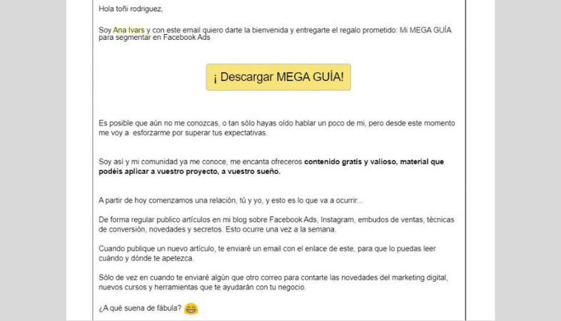 Secuencia de email marketing para infoproducto: email de bienvenida