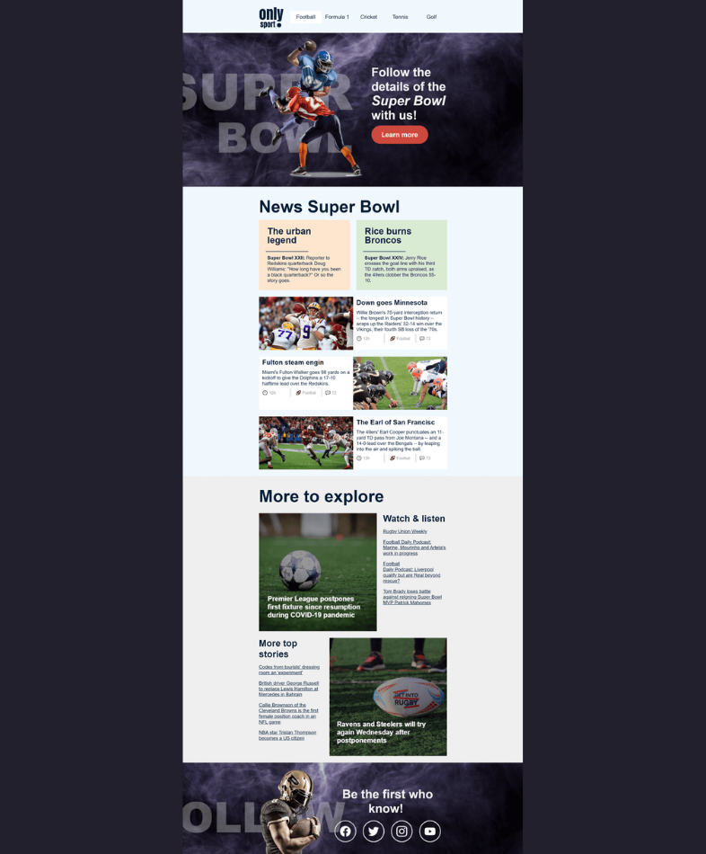 Plantillas email marketing sector deportivo para boletín informativo