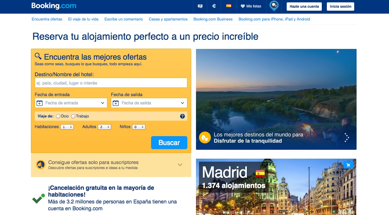 las mejores webs de viajes: booking