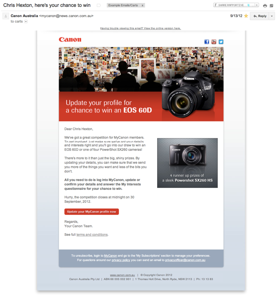 E-mail Marketing casos de sucesso: Canon