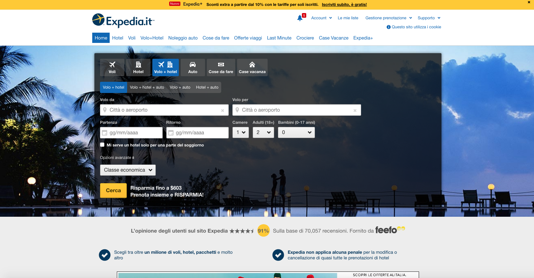 siti web di viaggi: expedia