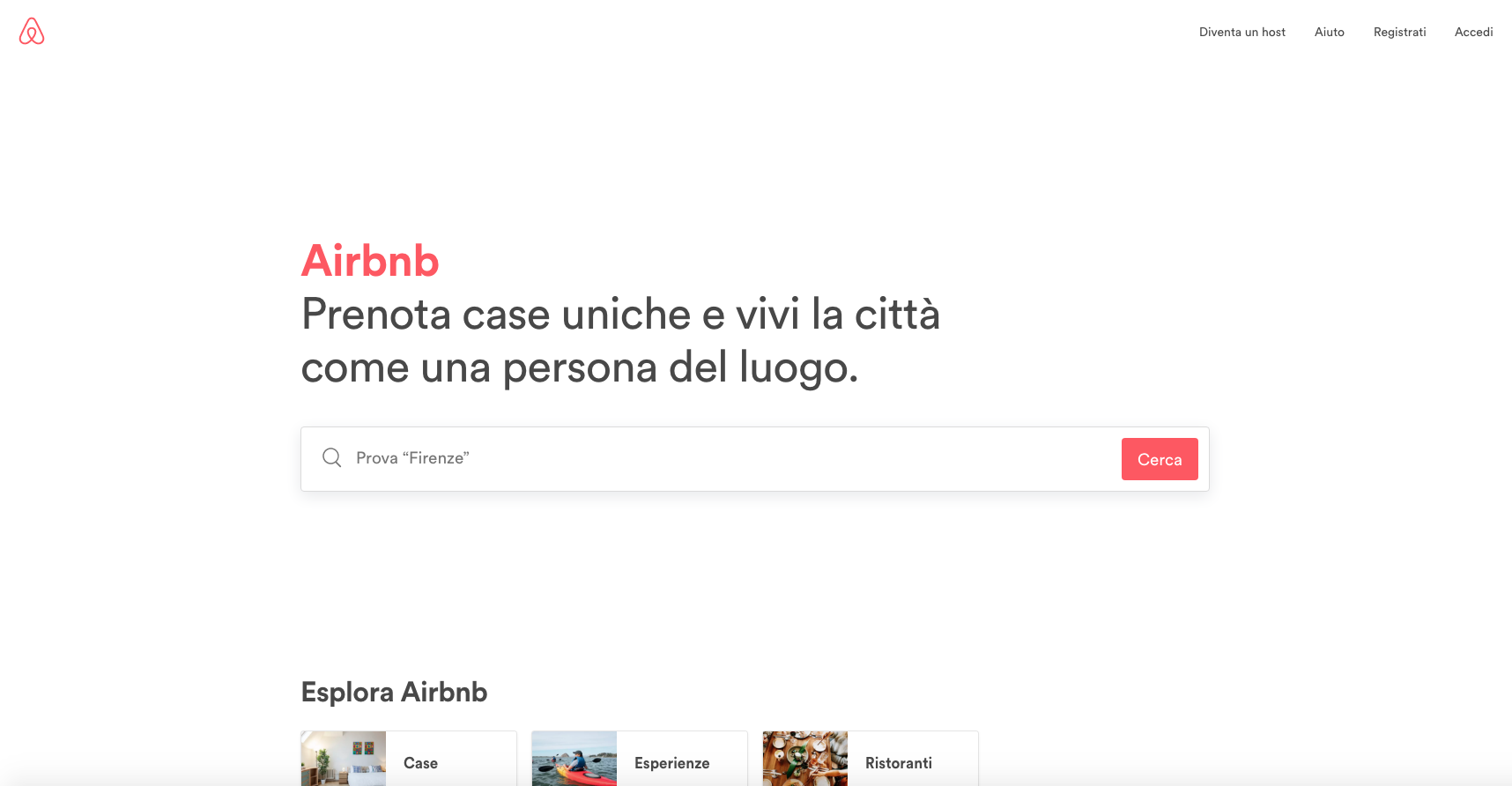 siti web di viaggi: airbnb