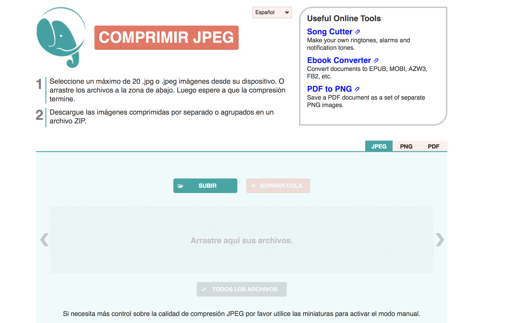 herramientas para reducir imágenes: Compress JPG 