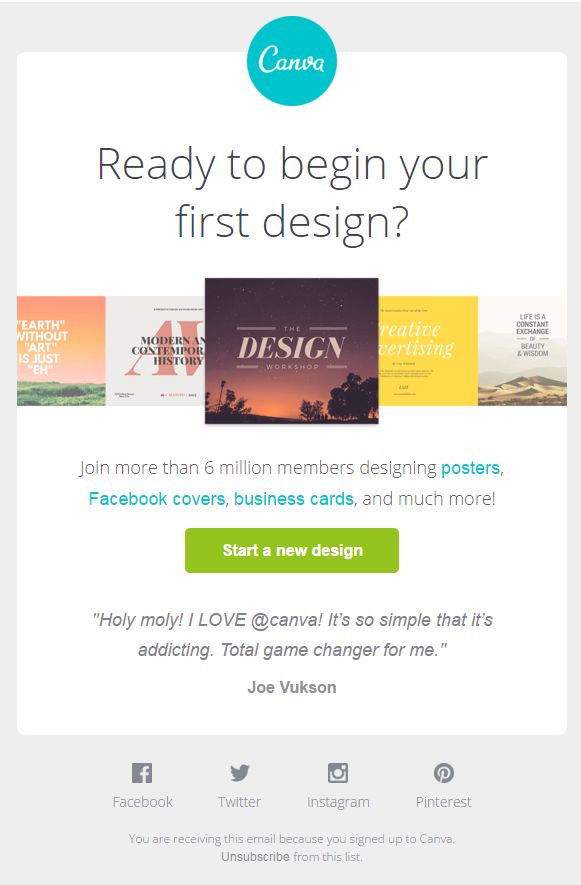 confirmation emails: Canva