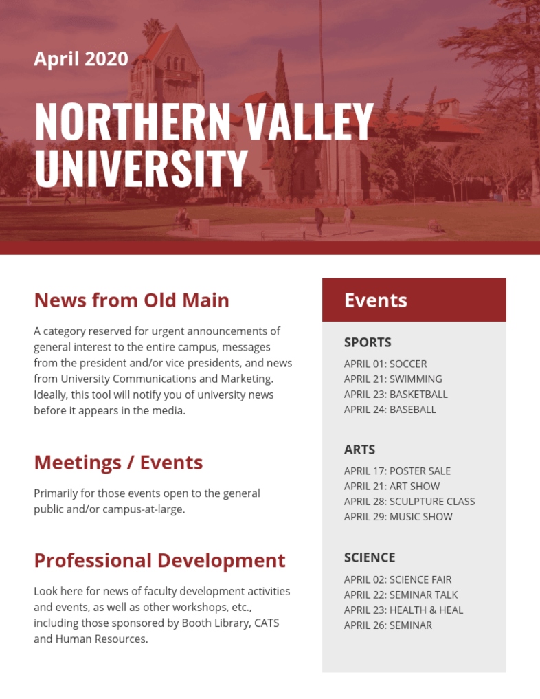 Newsletter university 