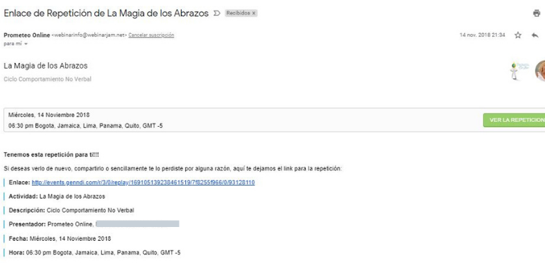 Correo de material del webinar