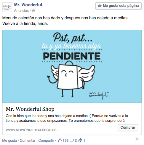 crear una campaña de retargeting: Mr Wonderful