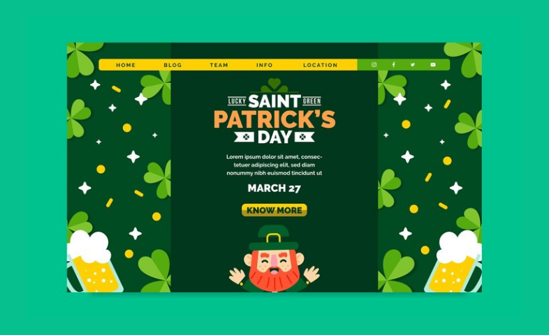 Landing page para St. Patrick 's Day: diseño creativo 