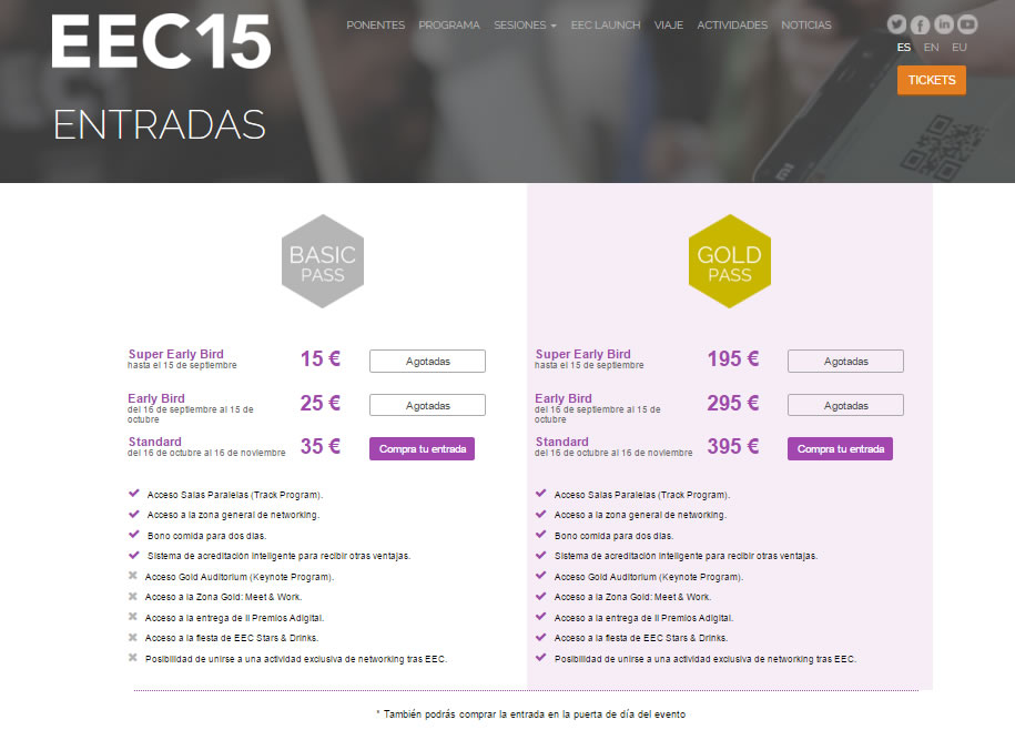 landing page EEC entradas