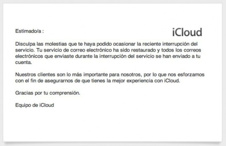 Ejemplos de emails de disculpa: Apple disculpas 