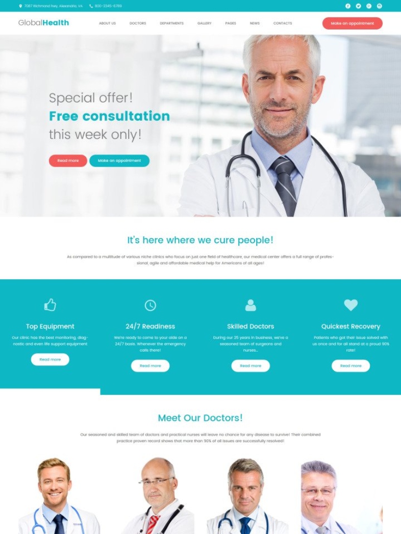 Ejemplos de landing page en web de servicios: Global Health