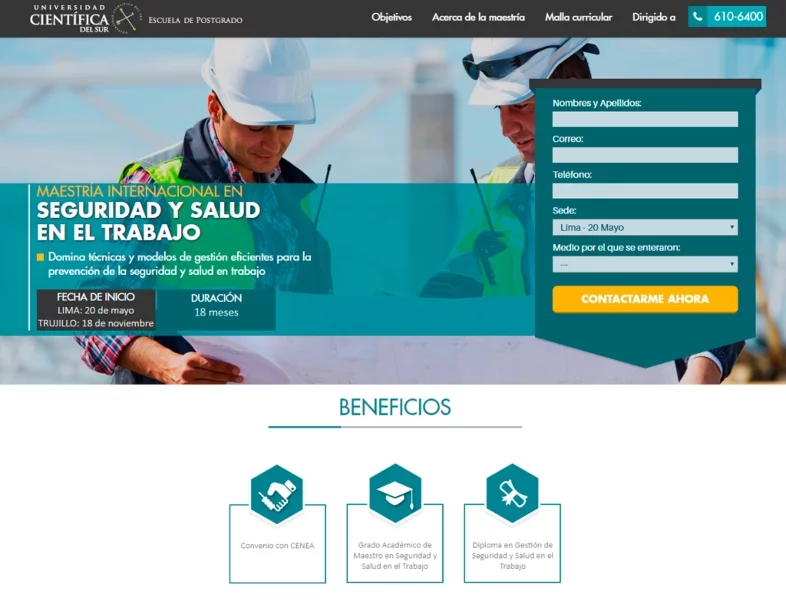 Ejemplos de landing page en web de servicios