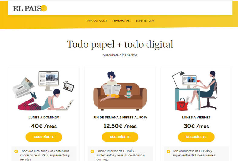 Landing page para periódicos digitales: El País