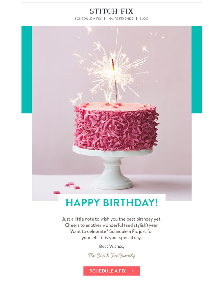formas de personalizar emails: Email de cumpleaños