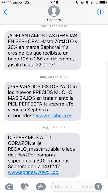 enlace en SMS