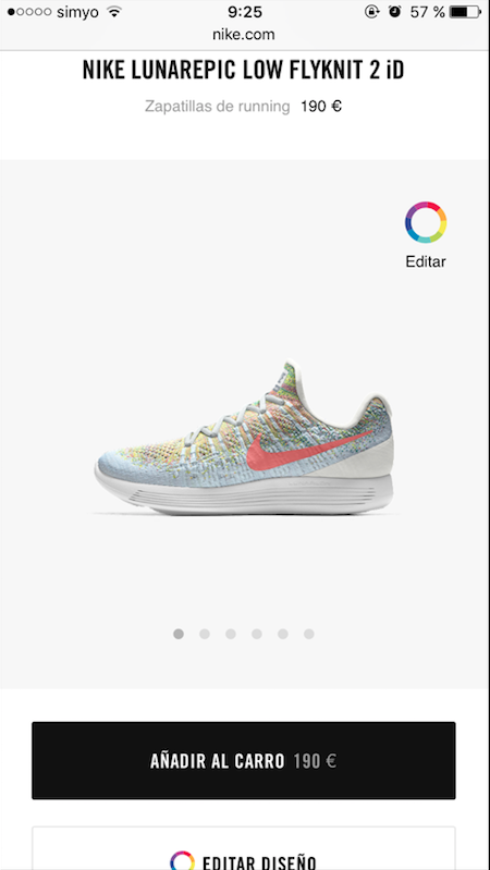 landing page móvil Nike