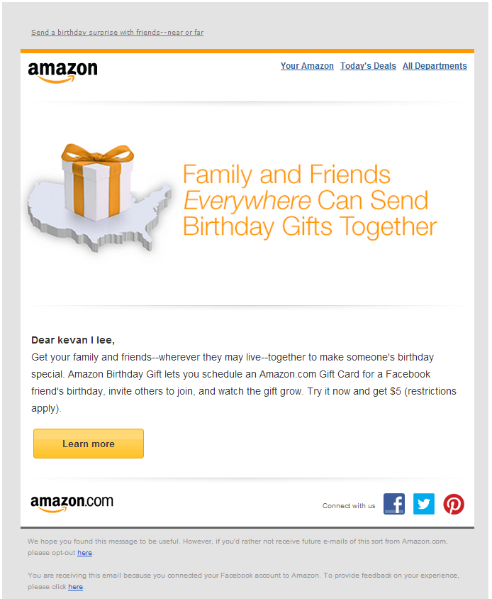 estrategias ganadoras de email marketing: Amazon