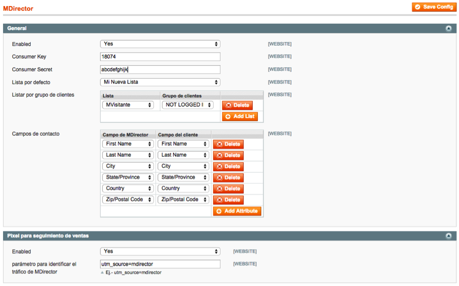 extensión Magento MDirector