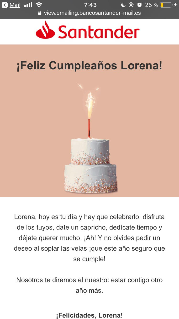 aniversario email marketing para el sector bancario