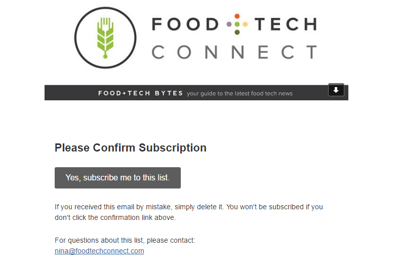 mail di benvenuto in grado di incrementare il tasso di conversione: Food Tech