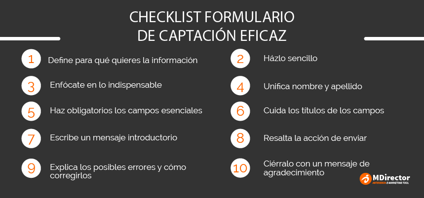 Checklist formulario de captación eficaz