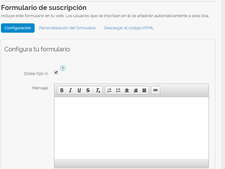 crear un formulario de suscripción con MDirector