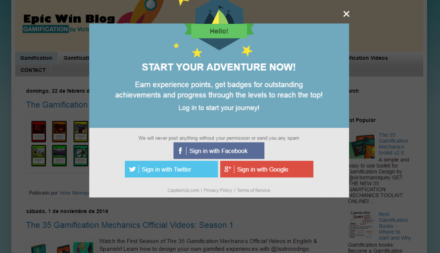 Pop ups en webs y blogs gamificados