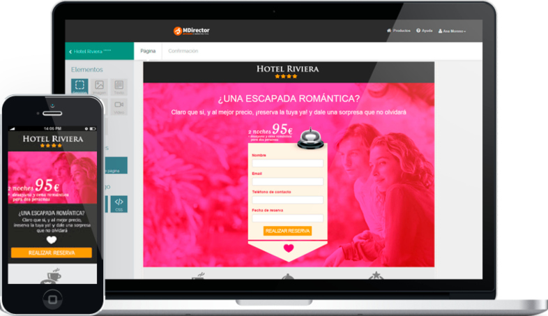 Generador de landing page Mdirector