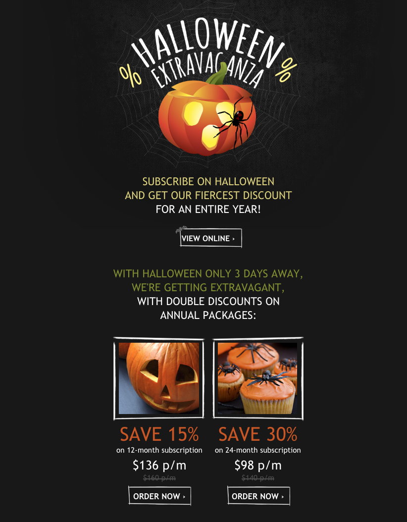 Newsletters para vender más en otoño: Halloween