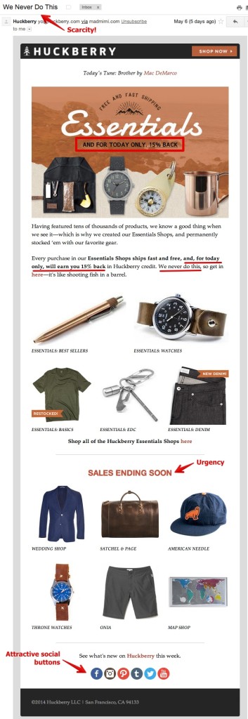 E-mail Marketing casos de sucesso: Huckberry