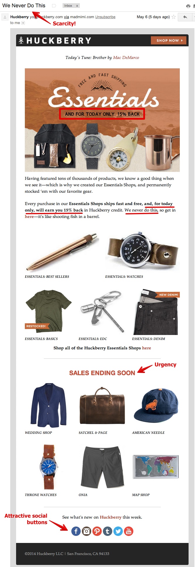 email marketing casos de éxito: Huckberry