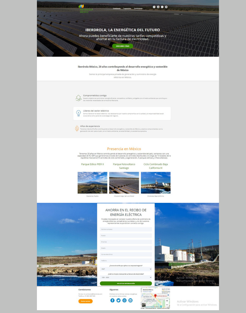 Landing page de Iberdrola